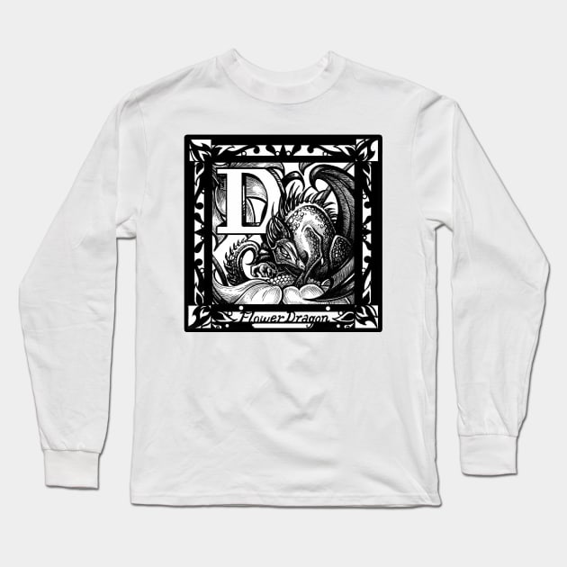 D is For Dragon Flower Long Sleeve T-Shirt by Nat Ewert Art
